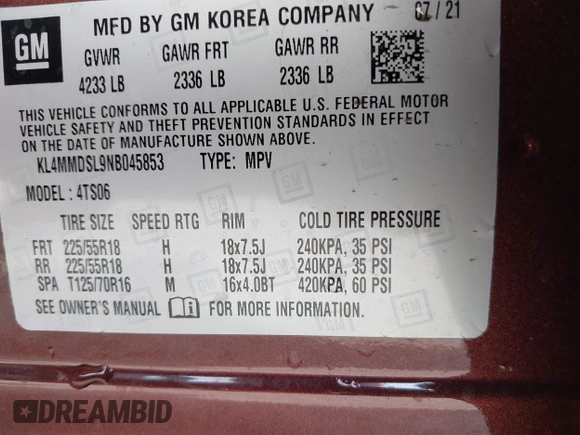 2022 Buick Encore GX Select с VIN KL4MMDSL9NB045853, выставлен на аукционе IAAI как лот 42613332 с пробегом 6 149 миль миль и . История ставок и продаж доступна на DreamBid. Изображение 9.