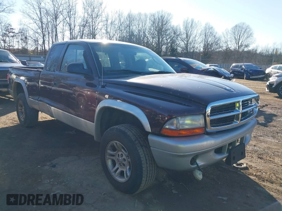 2004 Dodge Dakota SLT with VIN 1D7HG42N34S571352, listed as a IAAI auction lot 41406195 with 206,694 mi miles. Bid and sale history available at carsss.com. Image 1.