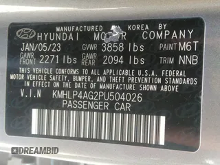 2023 Hyundai Elantra Limited z VIN KMHLP4AG2PU504026, wystawiony jako IAAI lot #42265274 z przebiegiem 73 286 mil mil oraz . Historia ofert i sprzedaży dostępna na DreamBid. Obrazek 9.