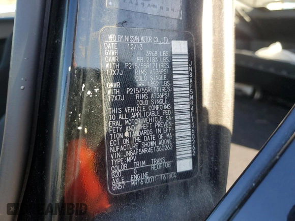 2014 Nissan Juke SV with VIN JN8AF5MR4ET360262, listed as a Copart auction lot 45396735 with 123,306 mi miles and Salvage Title. Bid and sale history available at carsss.com. Image 13.