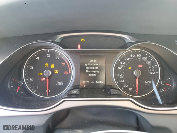 2013 Audi A4 Premium Plus with VIN WAUFFAFL5DN037289, listed as a Copart auction lot 46038115 with 116,728 mi miles and Salvage Title. Bid and sale history available at carsss.com. Image 9.