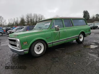1971 Chevrolet Suburban z VIN CE261Z640706, wystawiony jako Copart lot #87385634 z przebiegiem 818 477 mil mil oraz Czysty tytuł • Clean title. Historia ofert i sprzedaży dostępna na DreamBid. Obrazek 1.