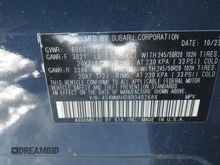 2024 Subaru Ascent Onyx with VIN 4S4WMAHD8R3402688, listed as a IAAI auction lot 41575456 with 19,862 mi miles and . Bid and sale history available at DreamBid. Image 9.