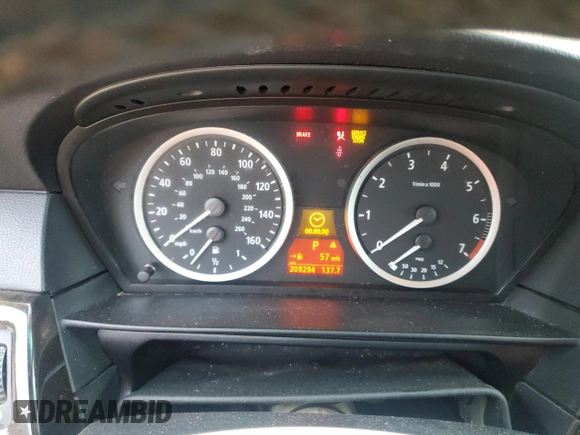 2005 BMW 5 Series 525i with VIN WBANA53525B863723, listed as a Copart auction lot 61230645 with 209,294 mi miles and Salvage title. Bid and sale history available at DreamBid. Image 9.