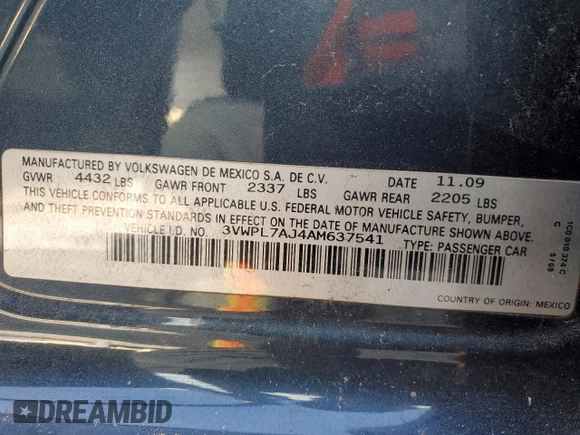 2010 Volkswagen Jetta SportWagen TDI with VIN 3VWPL7AJ4AM637541, listed as a Copart auction lot 76248454 with 154,831 mi miles and Salvage Title. Bid and sale history available at carsss.com. Image 12.