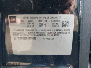 2012 Chevrolet Impala LT Fleet with VIN 2G1WG5E33C1170683, listed as a IAAI auction lot 39317143 with 235,362 mi miles. Bid and sale history available at carsss.com. Image 9.
