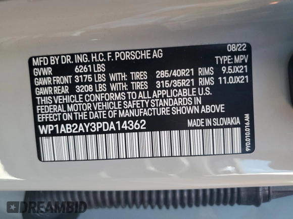 2023 Porsche Cayenne S z VIN WP1AB2AY3PDA14362, wystawiony jako Copart lot #59709925 z przebiegiem 32 287 mil mil oraz Szkoda całkowita • Salvage title. Historia ofert i sprzedaży dostępna na DreamBid. Obrazek 13.