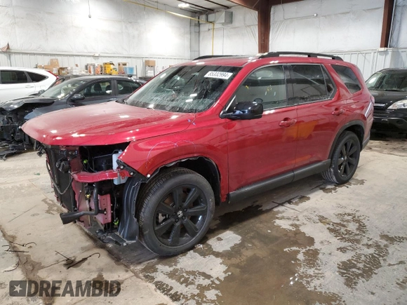 2025 Honda Pilot Black Edition with VIN 5FNYG1H94SB051190, listed as a Copart auction lot 85332994 with 3,116 mi miles and Salvage Title. Bid and sale history available at carsss.com. Image 1.
