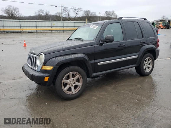 2005 Jeep Liberty Limited with VIN 1J4GK58K95W652061, listed as a Copart auction lot 43195585 with 150,181 mi miles and Salvage Title. Bid and sale history available at carsss.com. Image 1.