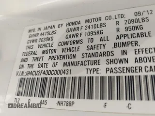 2013 Acura TSX with VIN JH4CU2F40DC000431, listed as a IAAI auction lot 42044797 with 237,031 mi miles. Bid and sale history available at carsss.com. Image 9.