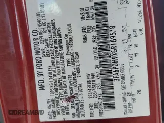 2016 Ford Fusion SE with VIN 3FA6P0H9XGR169578, listed as a Copart auction lot 58254695 with Not provided miles and Salvage title. Bid and sale history available at DreamBid. Image 12.