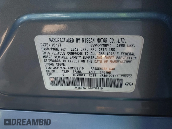 2018 Infiniti Q50 Sport z VIN JN1EV7AP1JM359110, wystawiony jako IAAI lot #41261129 z przebiegiem 164 675 mil mil oraz . Historia ofert i sprzedaży dostępna na DreamBid. Obrazek 9.