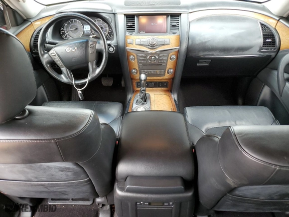 2011 Infiniti QX56 7-passenger with VIN JN8AZ2NF1B9502764, listed as a Copart auction lot 48982055 with 128,875 mi miles and Salvage Title. Bid and sale history available at carsss.com. Image 8.