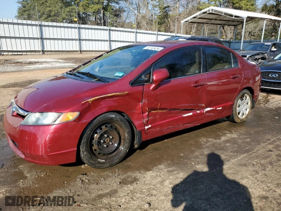 2007 Honda Civic Sdn LX with VIN 1HGFA16567L031733, listed as a Copart auction lot 43745454 with 182,708 mi miles and Salvage Title. Bid and sale history available at carsss.com. Image 1.