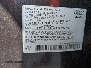 2012 Audi Q7 Premium Plus z VIN WA1LGAFEXCD009720, wystawiony jako Copart lot #64573895 z przebiegiem 113 720 mil mil oraz Szkoda całkowita • Salvage title. Historia ofert i sprzedaży dostępna na DreamBid. Obrazek 13.