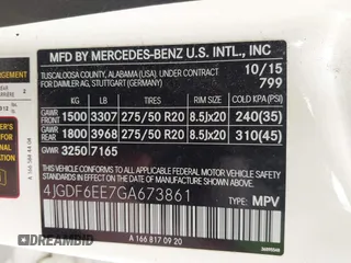 2016 Mercedes-Benz GL with VIN 4JGDF6EE7GA673861, listed as a IAAI auction lot 41803302 with 74,670 mi miles. Bid and sale history available at carsss.com. Image 9.