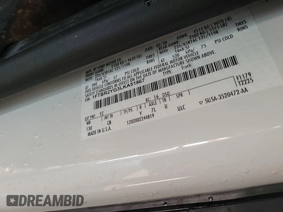 2020 Ford Transit Cargo with VIN 1FTBR2YG3LKA51867, listed as a IAAI auction lot 42787593 with 89,403 mi miles and . Bid and sale history available at DreamBid. Image 29.