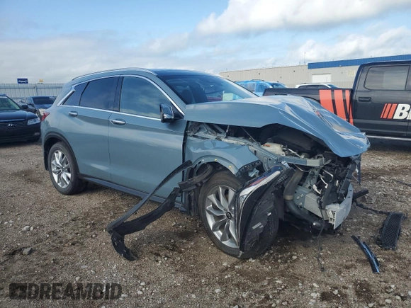 2022 Infiniti QX50 Essential with VIN 3PCAJ5CB1NF117378, listed as a Copart auction lot 60645134 with 29,468 mi miles and Salvage Title. Bid and sale history available at DreamBid. Image 4.