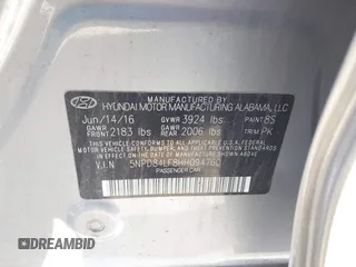 2017 Hyundai Elantra Limited with VIN 5NPD84LF8HH094760, listed as a IAAI auction lot 42085821 with 135,077 mi miles and . Bid and sale history available at DreamBid. Image 9.