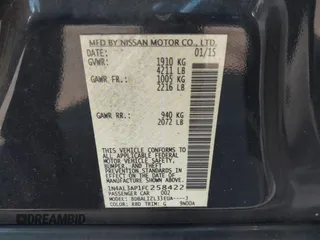 2015 Nissan Altima SV with VIN 1N4AL3AP1FC258422, listed as a IAAI auction lot 41537701 with 129,355 mi miles and . Bid and sale history available at carsss.com. Image 9.