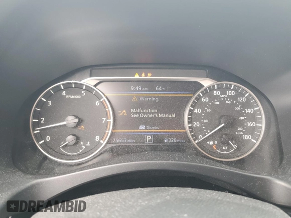 2020 Nissan Altima SR with VIN 1N4AL4CVXLN309644, listed as a Copart auction lot 43549275 with 75,653 mi miles and Salvage Title. Bid and sale history available at carsss.com. Image 9.