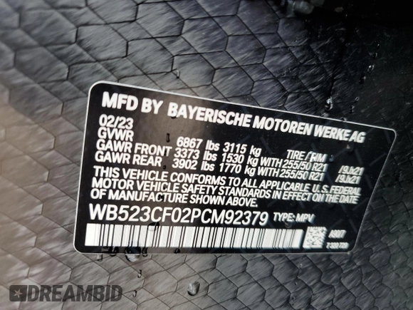 2023 BMW iX xDrive50 z VIN WB523CF02PCM92379, wystawiony jako Copart lot #47726814 z przebiegiem 7 721 mil mil oraz . Historia ofert i sprzedaży dostępna na DreamBid. Obrazek 13.