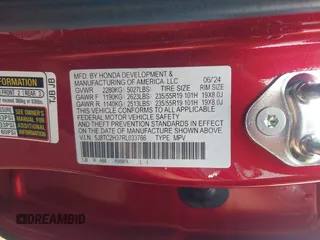 2024 Acura RDX with VIN 5J8TC2H37RL033766, listed as a IAAI auction lot 42119617 with 5,461 mi miles and . Bid and sale history available at DreamBid. Image 9.