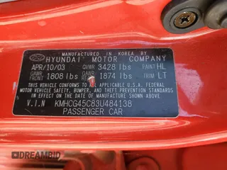 2003 Hyundai Accent GL with VIN KMHCG45C83U484138, listed as a Copart auction lot 72008754 with 25,615 mi miles and Salvage Title. Bid and sale history available at carsss.com. Image 13.