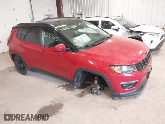 2018 Jeep Compass Altitude with VIN 3C4NJDBB9JT304330, listed as a IAAI auction lot 41886905 with 45,700 mi miles and . Bid and sale history available at carsss.com. Image 1.