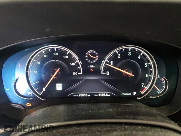 2018 BMW 5 Series 540i xDrive with VIN WBAJE7C56JWC57314, listed as a Copart auction lot 60610715 with 73,015 mi miles and Salvage title. Bid and sale history available at DreamBid. Image 9.