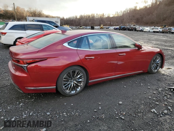 2018 Lexus LS 500 with VIN JTHB51FF5J5005774, listed as a Copart auction lot 62984385 with 21,328 mi miles and Salvage title. Bid and sale history available at DreamBid. Image 3.