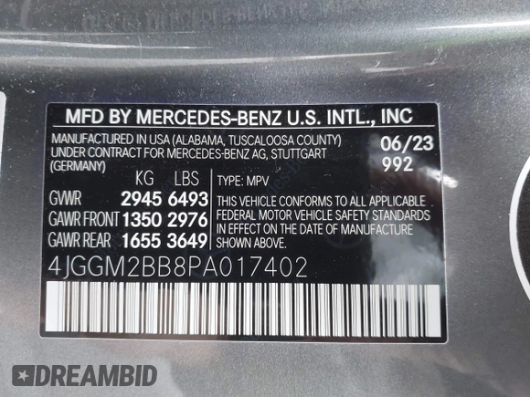 2023 Mercedes-Benz EQE 350+ z VIN 4JGGM2BB8PA017402, wystawiony jako IAAI lot #41286677 z przebiegiem 13 881 mil mil oraz . Historia ofert i sprzedaży dostępna na DreamBid. Obrazek 9.