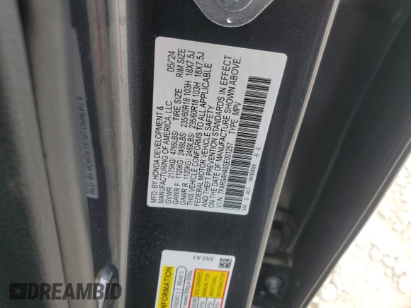2025 Honda CR-V EX with VIN 7FARS4H46SE001257, listed as a Copart auction lot 54796275 with 6,247 mi miles and Salvage Title. Bid and sale history available at DreamBid. Image 14.