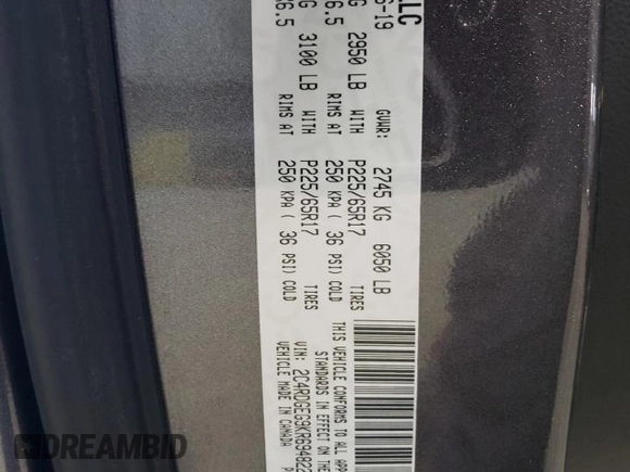 2019 Dodge Grand Caravan GT with VIN 2C4RDGEG9KR694822, listed as a Copart auction lot 50959695 with 121,697 mi miles and Salvage Title. Bid and sale history available at DreamBid. Image 16.