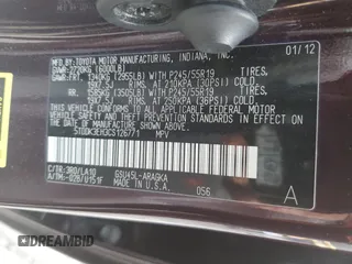 2012 Toyota Highlander Limited with VIN 5TDDK3EH3CS126771, listed as a Copart auction lot 61068925 with 284,891 mi miles and Non repairable. Bid and sale history available at DreamBid. Image 13.