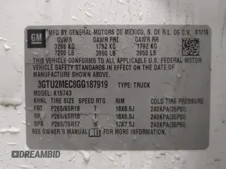 2016 GMC Sierra 1500 SLE z VIN 3GTU2MEC8GG187919, wystawiony jako IAAI lot #41967215 z przebiegiem 74 487 mil mil oraz . Historia ofert i sprzedaży dostępna na DreamBid. Obrazek 9.