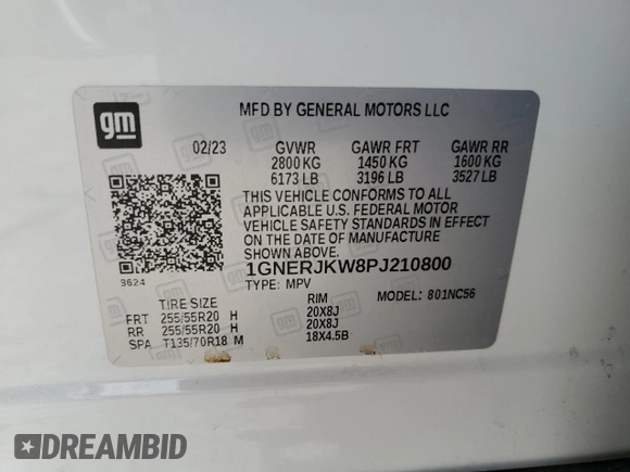 2023 Chevrolet Traverse RS z VIN 1GNERJKW8PJ210800, wystawiony jako Copart lot #53174685 z przebiegiem 24 118 mil mil oraz Szkoda całkowita • Salvage title. Historia ofert i sprzedaży dostępna na DreamBid. Obrazek 14.