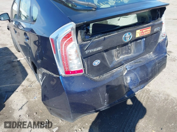 2013 Toyota Prius One with VIN JTDKN3DU9D0351178, listed as a IAAI auction lot 41705786 with 98,524 mi miles. Bid and sale history available at carsss.com. Image 6.