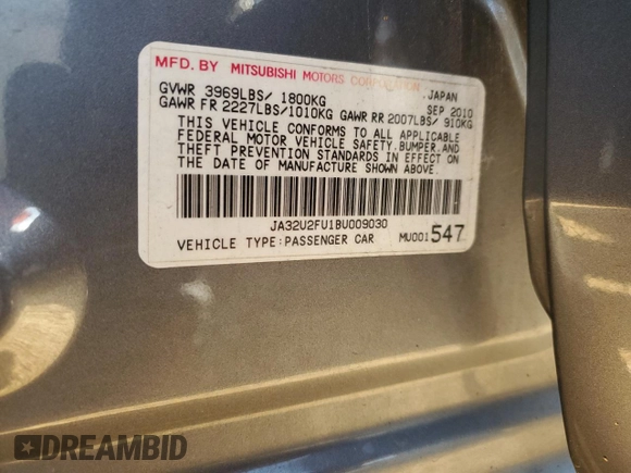2011 Mitsubishi Lancer ES with VIN JA32U2FU1BU009030, listed as a Copart auction lot 71510293 with 59,336 mi miles and Salvage Title. Bid and sale history available at carsss.com. Image 12.