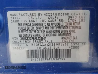 2015 Nissan Note SV with VIN 3N1CE2CP6FL438944, listed as a Copart auction lot 53444845 with 75,101 mi miles and Non repairable. Bid and sale history available at DreamBid. Image 12.