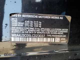 2020 BMW 4 Series 430i xDrive z VIN WBA4J3C05LCD23037, wystawiony jako Copart lot #73734954 z przebiegiem Nie podano mil oraz Nie do naprawy • Non repairable. Historia ofert i sprzedaży dostępna na DreamBid. Obrazek 13.