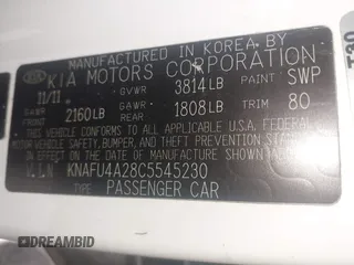 2012 Kia Forte EX with VIN KNAFU4A28C5545230, listed as a IAAI auction lot 42024581 with 292,797 mi miles. Bid and sale history available at carsss.com. Image 9.
