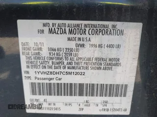 2012 Mazda 6 i Touring with VIN 1YVHZ8DH7C5M12022, listed as a IAAI auction lot 42801068 with 160,134 mi miles and . Bid and sale history available at DreamBid. Image 9.