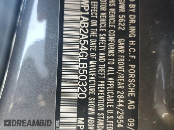 2016 Porsche Macan S with VIN WP1AB2A54GLB50320, listed as a Copart auction lot 53908605 with 71,981 mi miles and Salvage title. Bid and sale history available at DreamBid. Image 13.
