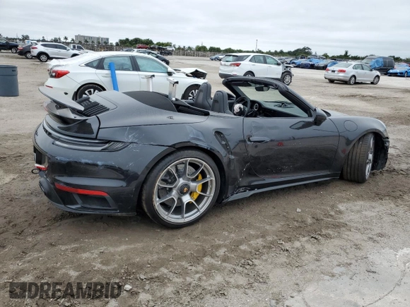 2023 Porsche 911 Turbo with VIN WP0CD2A93PS263575, listed as a Copart auction lot 41777665 with 0 mi miles and Salvage Title. Bid and sale history available at carsss.com. Image 3.
