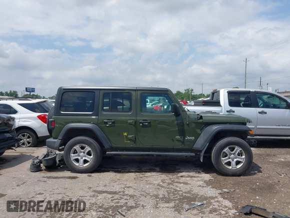 2021 Jeep Wrangler Unlimited Sport S with VIN 1C4HJXDG0MW510836, listed as a IAAI auction lot 42072748 with 87,960 mi miles and . Bid and sale history available at DreamBid. Image 14.