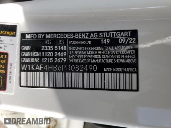 2023 Mercedes-Benz C 300 with VIN W1KAF4HB6PR082490, listed as a Copart auction lot 42681225 with 11,890 mi miles and Salvage Title. Bid and sale history available at DreamBid. Image 15.