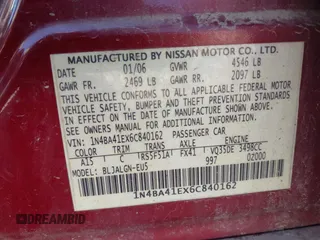 2006 Nissan Maxima 3.5 SE with VIN 1N4BA41EX6C840162, listed as a IAAI auction lot 41767023 with 172,217 mi miles. Bid and sale history available at carsss.com. Image 9.