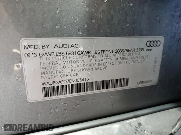 2014 Audi A8 3.0T z VIN WAURGAFD7EN005416, wystawiony jako Copart lot #42625745 z przebiegiem 141 244 mil mil oraz Szkoda całkowita • Salvage title. Historia ofert i sprzedaży dostępna na DreamBid. Obrazek 13.