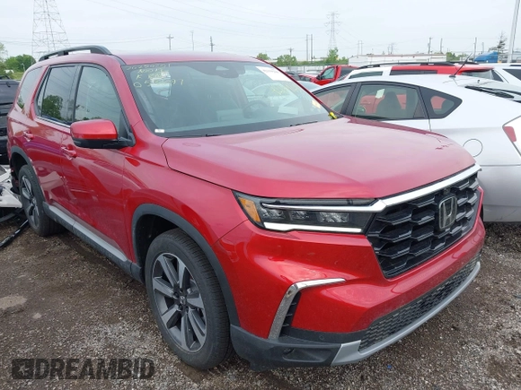 2025 Honda Pilot Elite z VIN 5FNYG1H82SB053897, wystawiony jako IAAI lot #42159290 z przebiegiem 6 168 mil mil oraz . Historia ofert i sprzedaży dostępna na DreamBid. Obrazek 1.